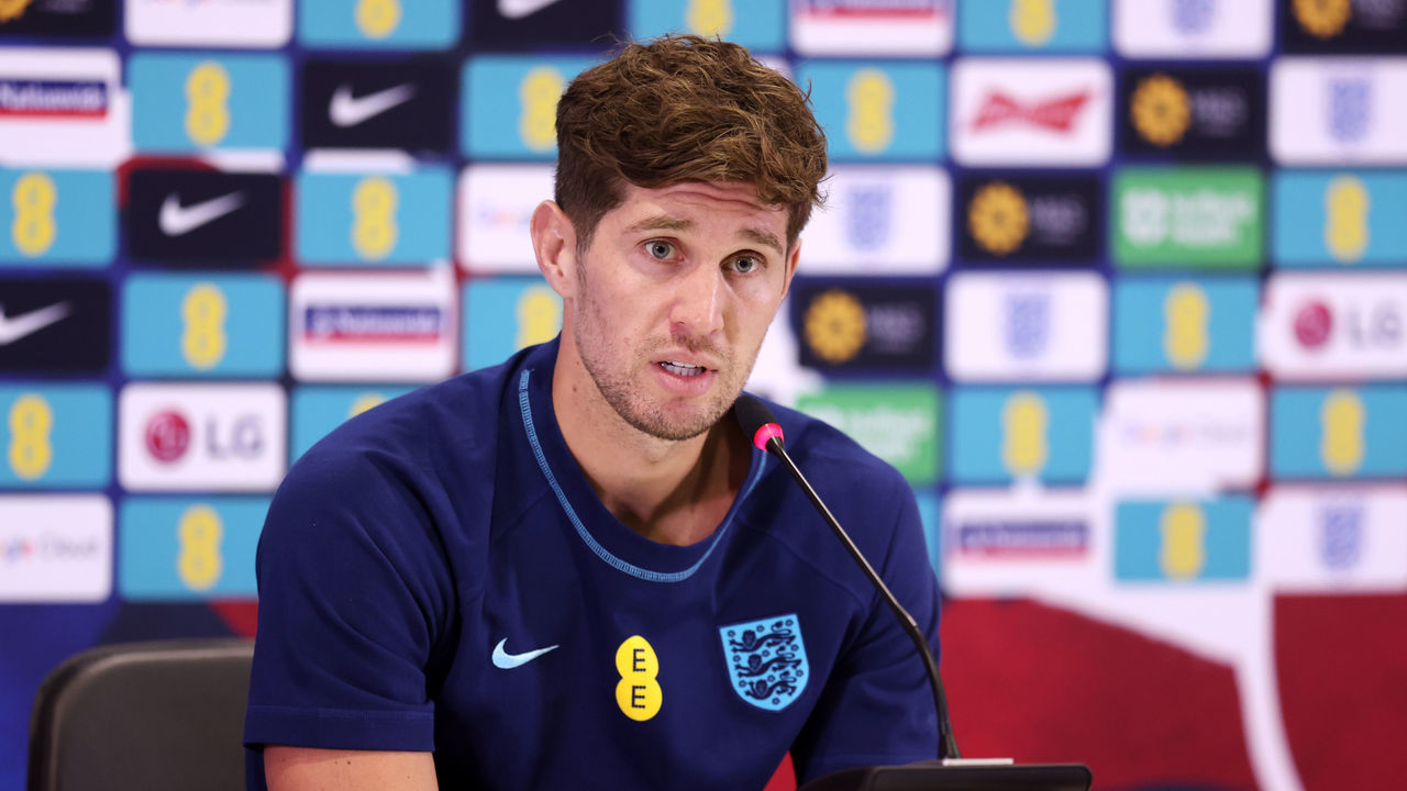 DOHA, QATAR - DECEMBER 02: John Stones of England speaks during the England Press Conference ahead of their round of 16 match against Senegal at Al Wakrah Stadium on December 02, 2022 in Doha, Qatar.