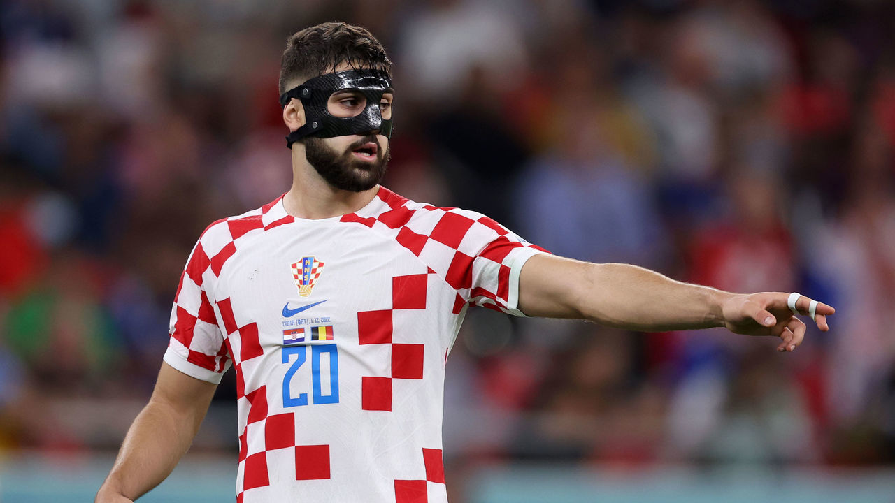 DOHA, QATAR - DECEMBER 01: Josko Gvardiol during the FIFA World Cup Qatar 2022 Group F match between Croatia and Belgium at Ahmad Bin Ali Stadium on December 1, 2022 in Doha, Qatar.