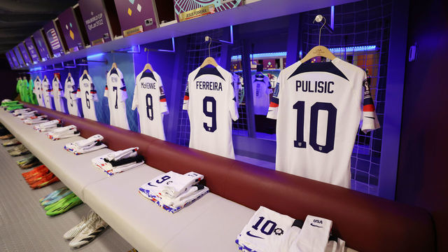 DOHA, QATAR - DECEMBER 03: General view of the dressing room of United States prior to the FIFA World Cup Qatar 2022 Round of 16 match between Netherlands and USA at Khalifa International Stadium on December 03, 2022 in Doha, Qatar.
