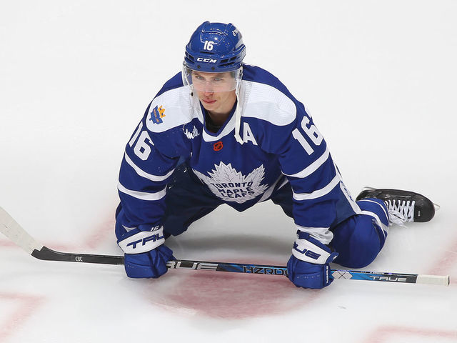 TORONTO, CANADA - NOVEMBER 30: Mitchell Marner #16 of the Toronto Maple Leafs warms up prior to action against the San Jose Sharks in an NHL game at Scotiabank Arena on November 30, 2022 in Toronto, Ontario, Canada. The Maple Leafs defeated the Sharks 3-1.