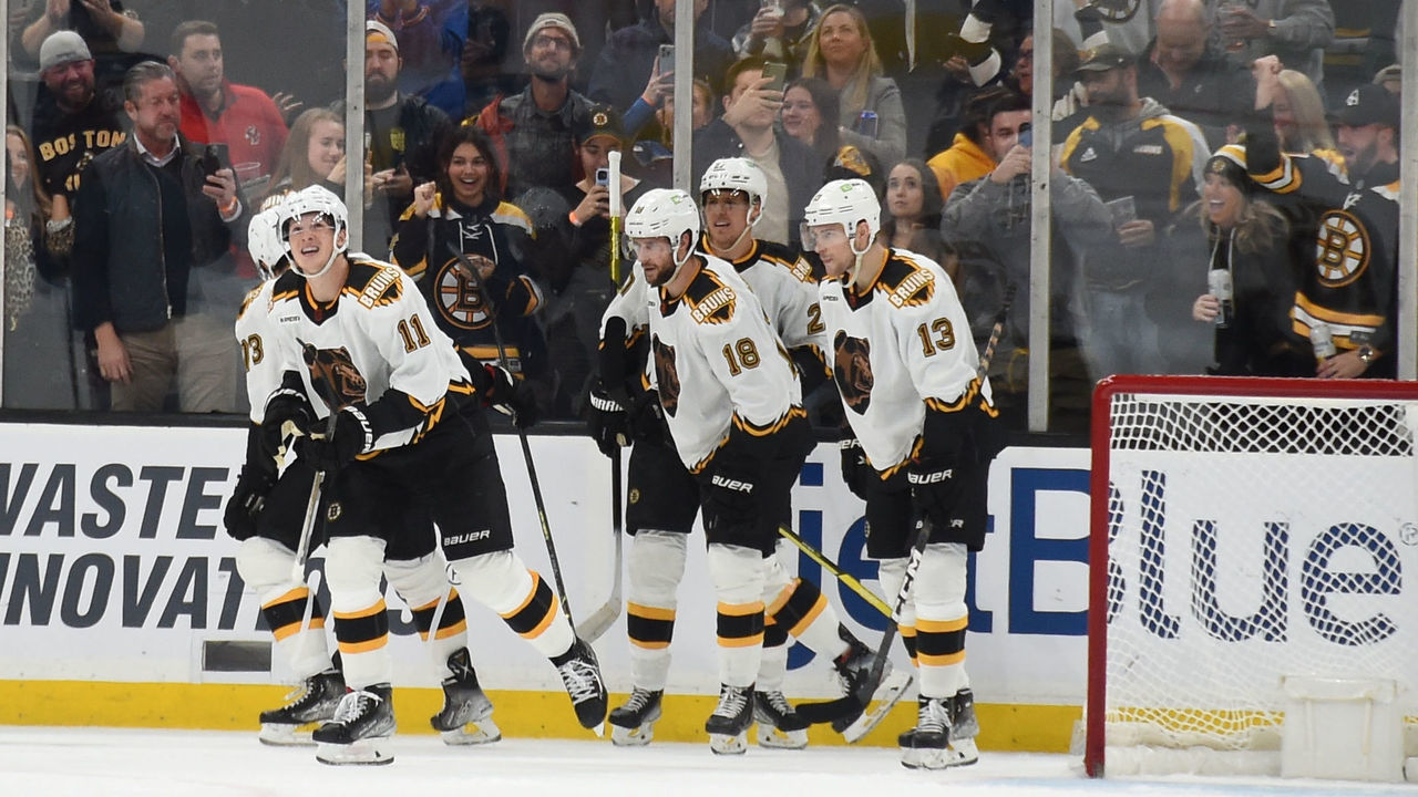 BOSTON, MASSACHUSETTS - DECEMBER 3: Trent Frederic #11 of the Boston Bruins scores in the first period against the Colorado Avalanche at the TD Garden on December 3, 2022 in Boston, Massachusetts.