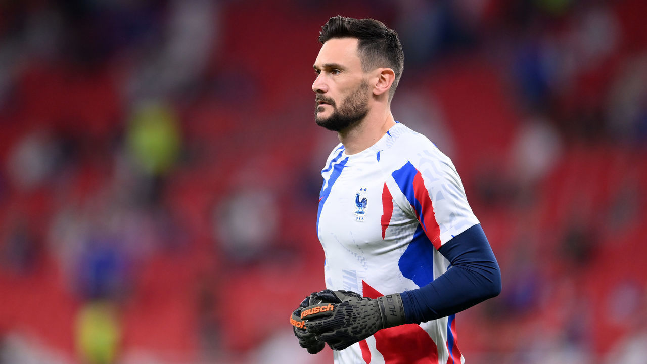 DOHA, QATAR - DECEMBER 04: Hugo Lloris of France warms up prior to during the FIFA World Cup Qatar 2022 Round of 16 match between France and Poland at Al Thumama Stadium on December 04, 2022 in Doha, Qatar.