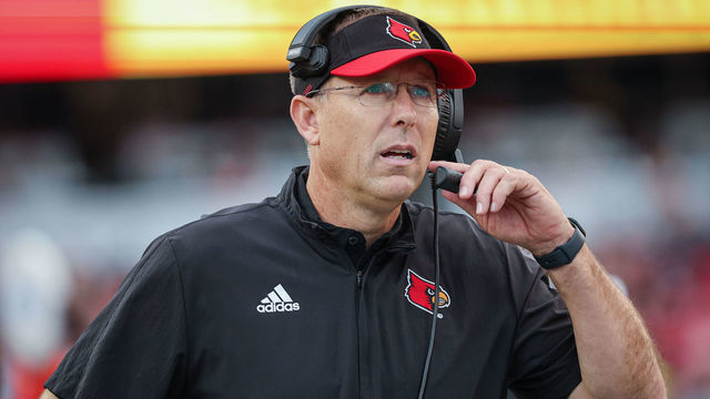 LOUISVILLE, KY - OCTOBER 29: Head coach Scott Satterfield of the Louisville Cardinals is seen during the game against the Wake Forest Demon Deacons at Cardinal Stadium on October 29, 2022 in Louisville, Kentucky.