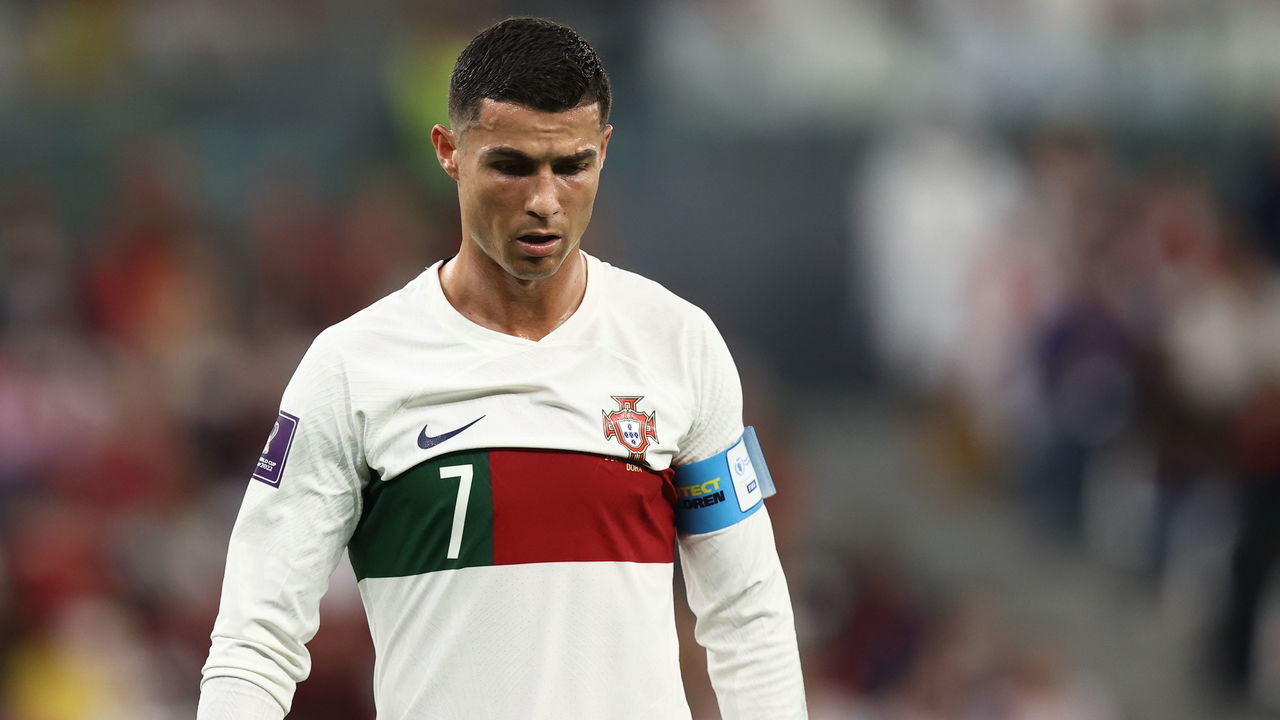 AL RAYYAN, QATAR - DECEMBER 02: Cristiano Ronaldo of Portugal during the FIFA World Cup Qatar 2022 Group H match between Korea Republic and Portugal at Education City Stadium on December 2, 2022 in Al Rayyan, Qatar.