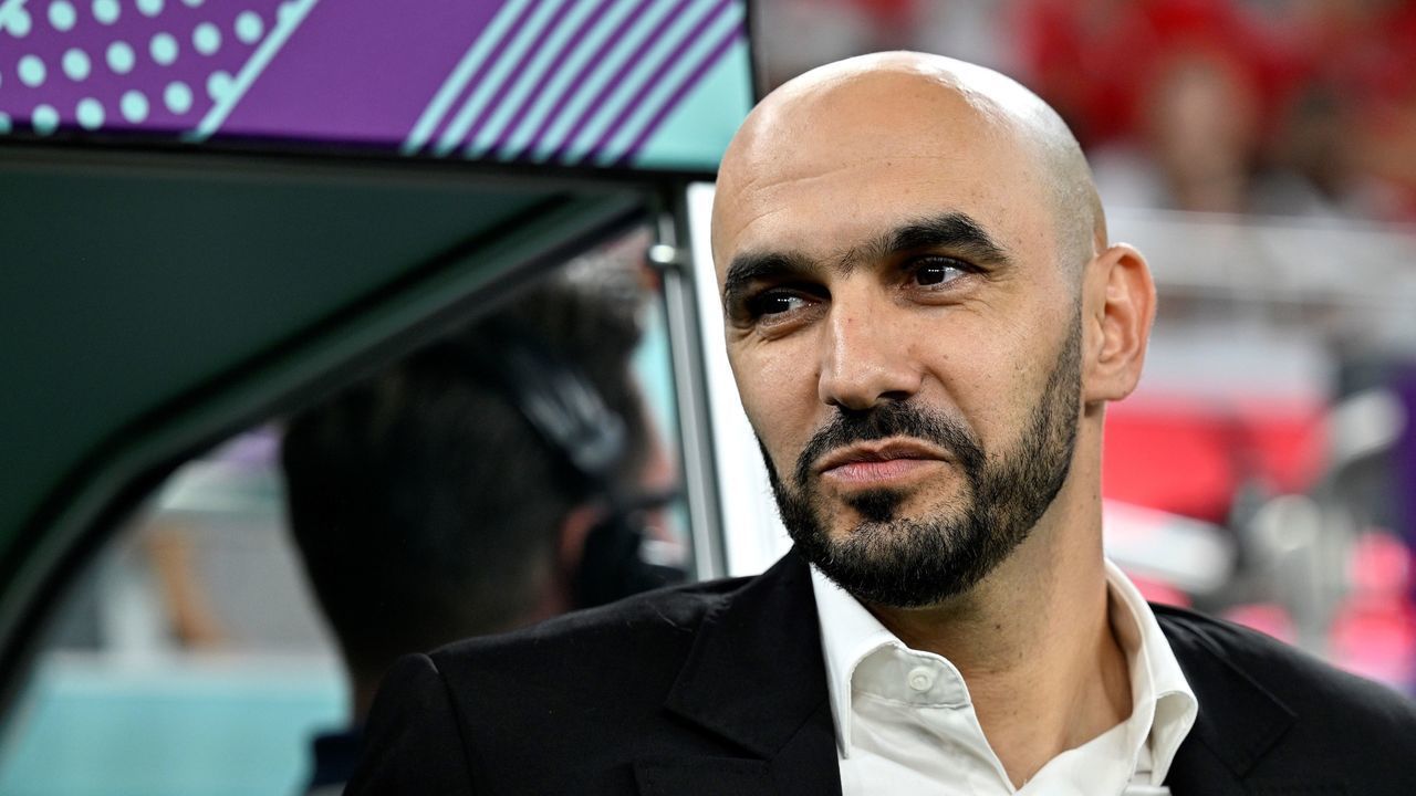 Walid Regragui, head coach of Morocco, is seen before the Group F match between Canada and Morocco at the 2022 FIFA World Cup at Al Thumama Stadium in Doha, Qatar, Dec. 1, 2022.