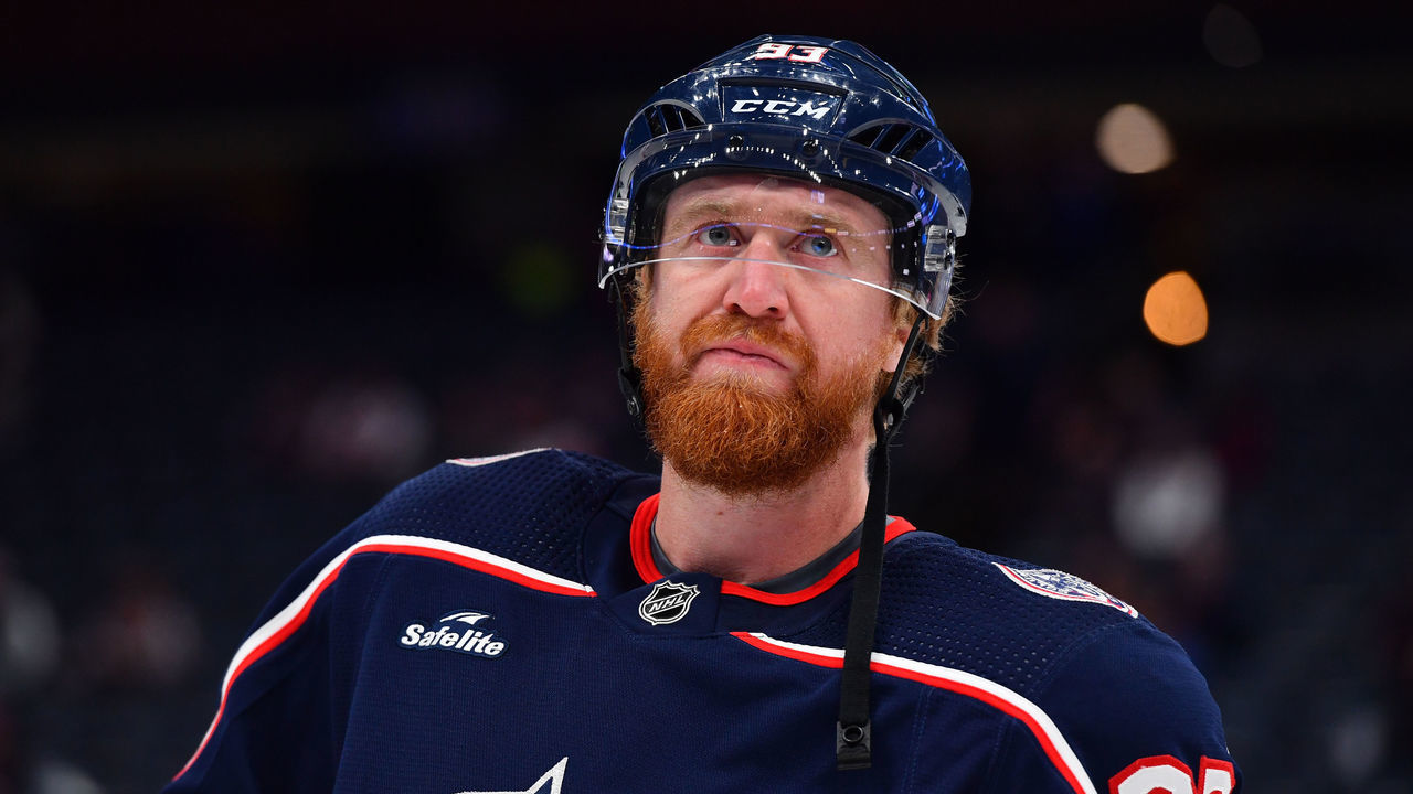 COLUMBUS, OHIO - OCTOBER 25: Jakub Voracek #93 of the Columbus Blue Jackets warms up prior to a game against the Arizona Coyotes at Nationwide Arena on October 25, 2022 in Columbus, Ohio.
