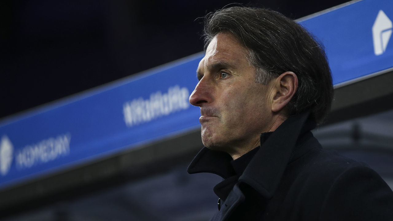 BERLIN, GERMANY - JANUARY 23: Bruno Labbadia, Head Coach of Hertha BSC looks on prior to the Bundesliga match between Hertha BSC and SV Werder Bremen at Olympiastadion on January 23, 2021 in Berlin, Germany. Sporting stadiums around Germany remain under strict restrictions due to the Coronavirus Pandemic as Government social distancing laws prohibit fans inside venues resulting in games being played behind closed doors.