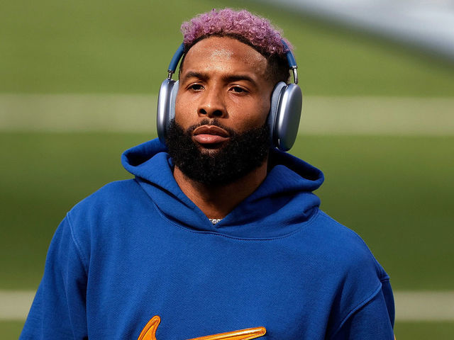 INGLEWOOD, CALIFORNIA - FEBRUARY 13: Odell Beckham Jr. #3 warms up during Super Bowl LVI at SoFi Stadium on February 13, 2022 in Inglewood, California.