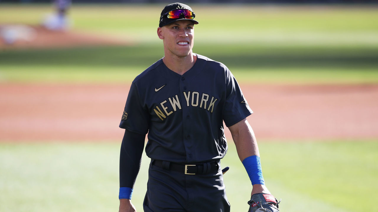 LOS ANGELES, CA - JULY 19: Aaron Judge #99 of the New York Yankees looks on in the first inning during the 92nd MLB All-Star Game presented by Mastercard at Dodger Stadium on Tuesday, July 19, 2022 in Los Angeles, California.