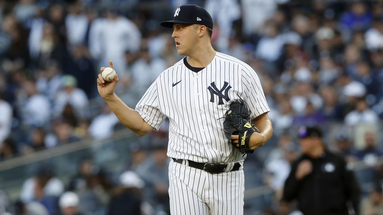 NEW YORK, NEW YORK - OCTOBER 14: (NEW YORK DAILIES OUT) Jameson Taillon #50 of the New York Yankees in action against the Cleveland Guardians during game two of the American League Division Series at Yankee Stadium on October 14, 2022 in New York, New York. The Guardians defeated the Yankees 4-2 in ten innings.