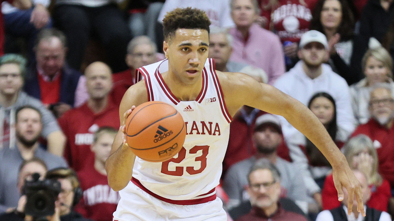 BLOOMINGTON, INDIANA - DECEMBER 07: Trayce Jackson-Davis #23 of the Indiana Hoosiers against the Nebraska Cornhuskers at Simon Skjodt Assembly Hall on December 07, 2022 in Bloomington, Indiana.