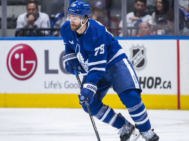 TORONTO, ON - OCTOBER 17: TJ Brodie #78 of the Toronto Maple Leafs against the Arizona Coyotes during the third period at the Scotiabank Arena on October 17, 2022 in Toronto, Ontario, Canada.