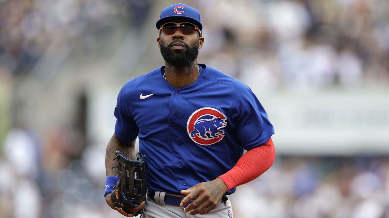 NEW YORK, NY - JUNE 12: Jason Heyward #22 of the Chicago Cubs runs against the New York Yankees during the first inning at Yankee Stadium on June 12, 2022 in New York City.
