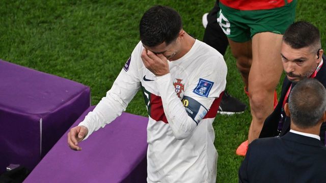 Portugal's forward #07 Cristiano Ronaldo leaves the field after losing to Morocco 1-0 in the Qatar 2022 World Cup quarter-final football match between Morocco and Portugal at the Al-Thumama Stadium in Doha on December 10, 2022.