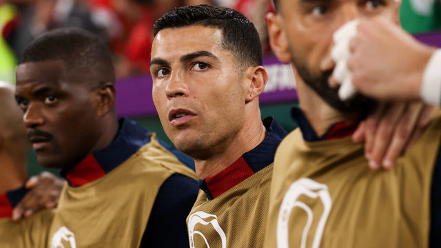 DOHA, QATAR - DECEMBER 10: Cristiano Ronaldo #7 of Portugal looks on during the FIFA World Cup Qatar 2022 quarter final match between Morocco and Portugal at Al Thumama Stadium on December 10, 2022 in Doha, Qatar.