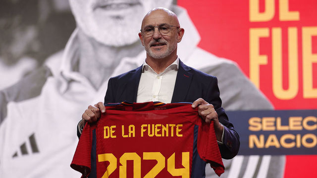 MADRID, SPAIN - DECEMBER 12: Spain's national football team newly appointed head coach Luis de la Fuente poses for a photo during his official presentation to the press in Madrid on December 12, 2022.