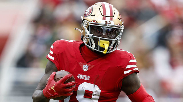 SANTA CLARA, CALIFORNIA - DECEMBER 11: Deebo Samuel #19 of the San Francisco 49ers runs with the ball during an NFL football game between the San Francisco 49ers and the Tampa Bay Buccaneers at Levi's Stadium on December 11, 2022 in Santa Clara, California.