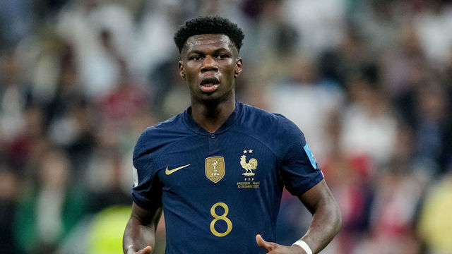 AL KHOR, QATAR - DECEMBER 10: Aurelien Tchouameni of France looks on during the FIFA World Cup Qatar 2022 quarter final match between England and France at Al Bayt Stadium on December 10, 2022 in Al Khor, Qatar.