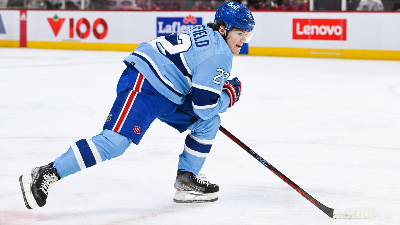 MONTREAL, QC - DECEMBER 10: Montreal Canadiens right wing Cole Caufield (22) skates towards the play during the Los Angeles Kings versus the Montreal Canadiens game on December 10, 2022, at Bell Centre in Montreal, QC
