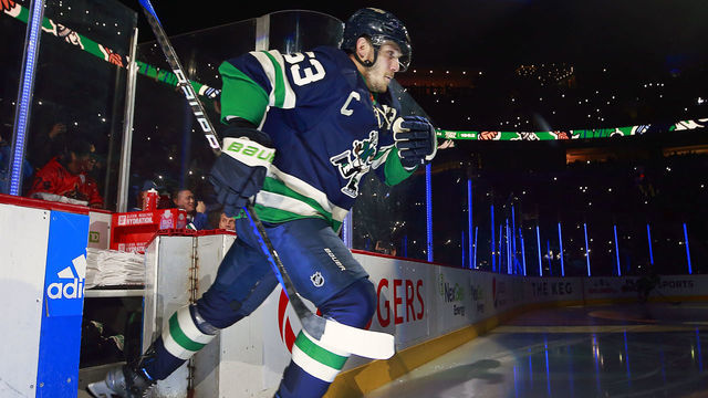 VANCOUVER, CANADA - DECEMBER 10: Bo Horvat #53 of the Vancouver Canucks steps onto the ice during their NHL game against the Minnesota Wild at Rogers Arena December 10, 2022 in Vancouver, British Columbia, Canada.