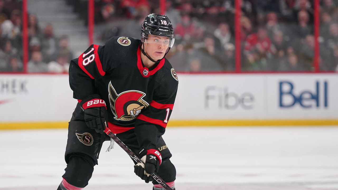 OTTAWA, CANADA - DECEMBER 6: Tim Stützle #18 of the Ottawa Senators skates against the Los Angeles Kings at Canadian Tire Centre on December 6, 2022 in Ottawa, Ontario, Canada.