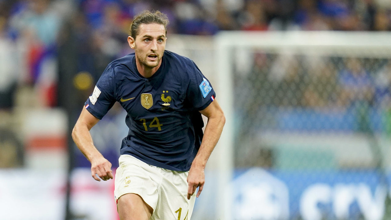 AL KHOR, QATAR - DECEMBER 10: Adrien Rabiot of France looks on during the FIFA World Cup Qatar 2022 quarter final match between England and France at Al Bayt Stadium on December 10, 2022 in Al Khor, Qatar.