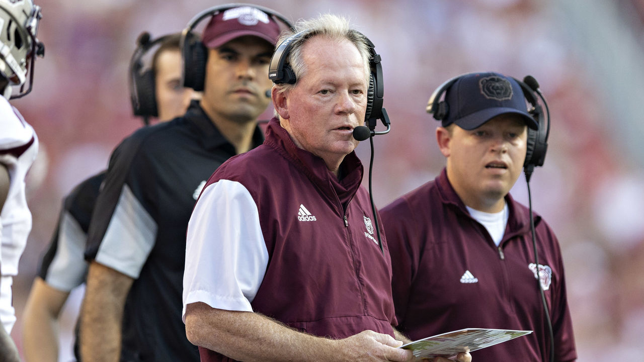 FAYETTEVILLE, ARKANSAS - SEPTEMBER 17: Head Coach Bobby Petrino of the Missouri State Bears on the sidelines during a game against the Arkansas Razorbacks at Donald W. Reynolds Razorback Stadium on September 17, 2022 in Fayetteville, Arkansas. The Razorbacks defeated the Bears 38-27.