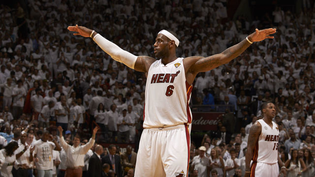 Basketball: NBA Finals: Miami Heat LeBron James (6) victorious during game vs San Antonio Spurs at American Airlines Arena. Game 7. Miami, FL 6/20/2013 CREDIT: John W. McDonough (Set Number: X156675 TK1 R14 F64 )