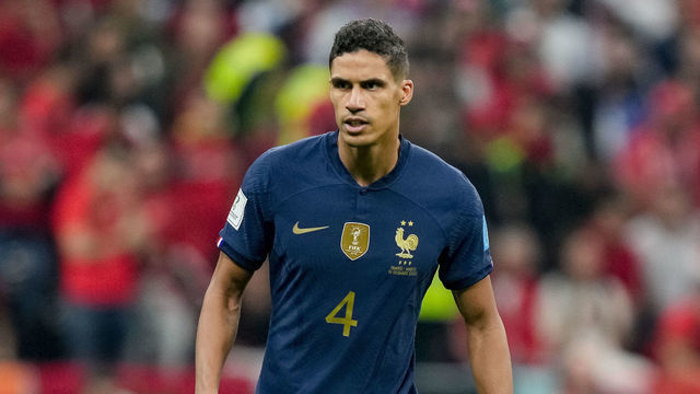AL KHOR, QATAR - DECEMBER 14: Raphael Varane of France looks on during the FIFA World Cup Qatar 2022 semi final match between France and Morocco at Al Bayt Stadium on December 14, 2022 in Al Khor, Qatar.
