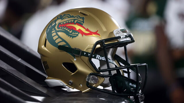 BIRMINGHAM, AL - SEPTEMBER 01: A general view of a UAB Blazers helmet during the game between the Alabama A&M Bulldogs and the UAB Blazers on September 1, 2022 at Protective Stadium in Birmingham, Alabama.
