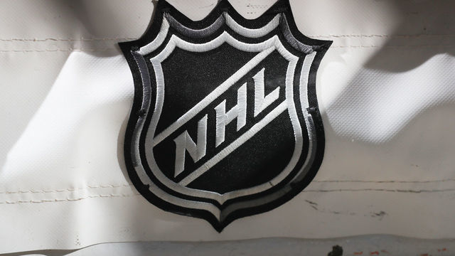 NEWARK, NJ - NOVEMBER 10: A general view of the NHL Logo on the back of the goal prior to the game against the Ottawa Senators on November 10, 2022 at the Prudential Center in Newark, New Jersey.