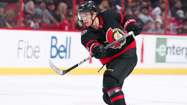 OTTAWA, CANADA - OCTOBER 20: Artem Zub #2 of the Ottawa Senators skates against the Washington Capitals at Canadian Tire Centre on October 20, 2022 in Ottawa, Ontario, Canada.