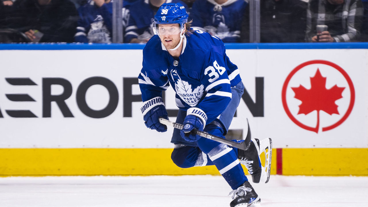 TORONTO, ON - DECEMBER 8: Rasmus Sandin #38 of the Toronto Maple Leafs skates against the Los Angeles Kings during the first period at the Scotiabank Arena on December 8, 2022 in Toronto, Ontario, Canada.