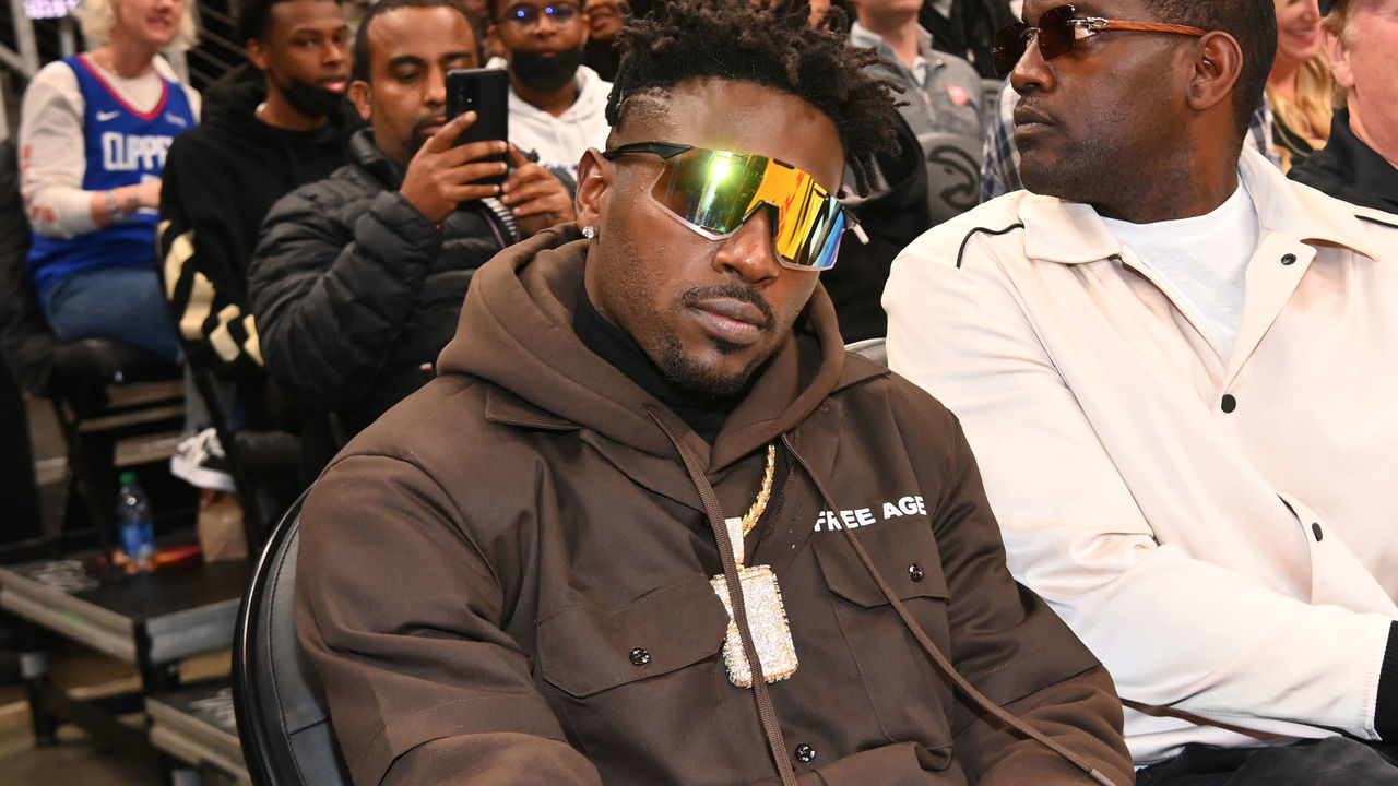 ATLANTA, GEORGIA - MARCH 11: NFL player Antonio Brown attends the game between the Los Angeles Clippers and the Atlanta Hawks at State Farm Arena on March 11, 2022 in Atlanta, Georgia.