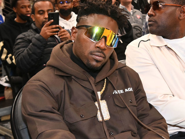 ATLANTA, GEORGIA - MARCH 11: NFL player Antonio Brown attends the game between the Los Angeles Clippers and the Atlanta Hawks at State Farm Arena on March 11, 2022 in Atlanta, Georgia.