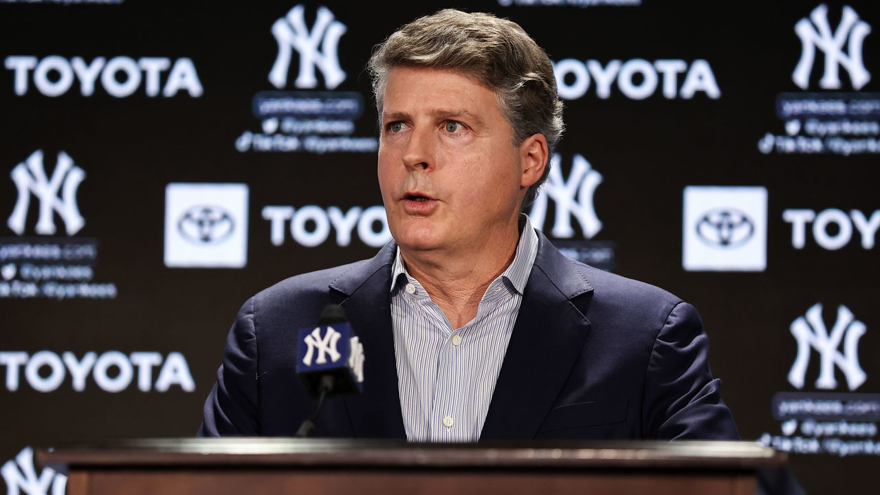 BRONX, NEW YORK - DECEMBER 21: Yankees principal owner Hal Steinbrenner speaks during a press conference at Yankee Stadium on December 21, 2022 in Bronx, New York.