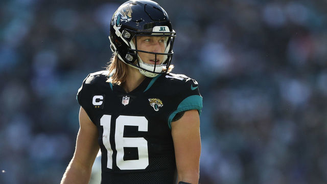 JACKSONVILLE, FLORIDA - DECEMBER 18: Trevor Lawrence #16 of the Jacksonville Jaguars looks on during the first half against the Dallas Cowboys at TIAA Bank Field on December 18, 2022 in Jacksonville, Florida.