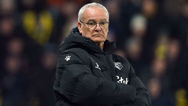 Watford manager Claudio Ranieri looks on during the Premier League match at Vicarage Road, Watford. Picture date: Friday January 21, 2022.