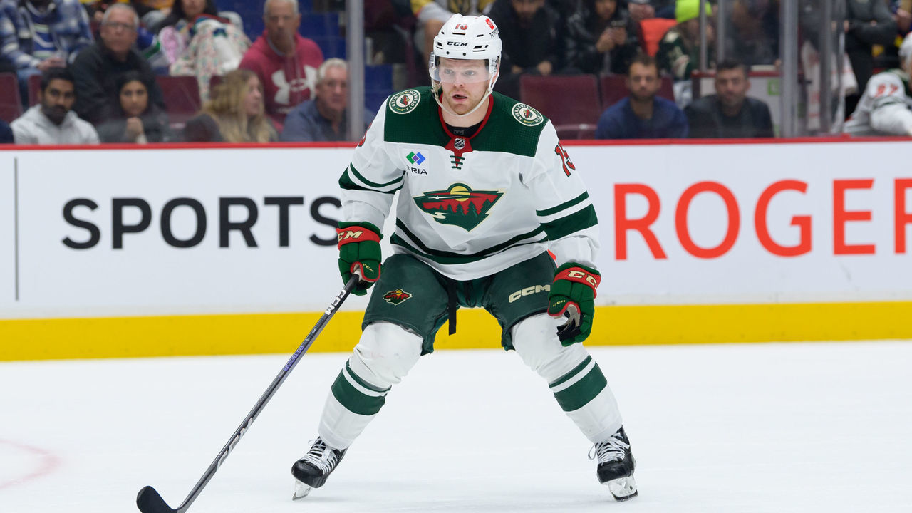 VANCOUVER, CANADA - DECEMBER 10: Mason Shaw #15 of the Minnesota Wild skates up ice during the second period of their NHL game against the Vancouver Canucks at Rogers Arena on December 10, 2022 in Vancouver, British Columbia, Canada. Minnesota won 3-0.