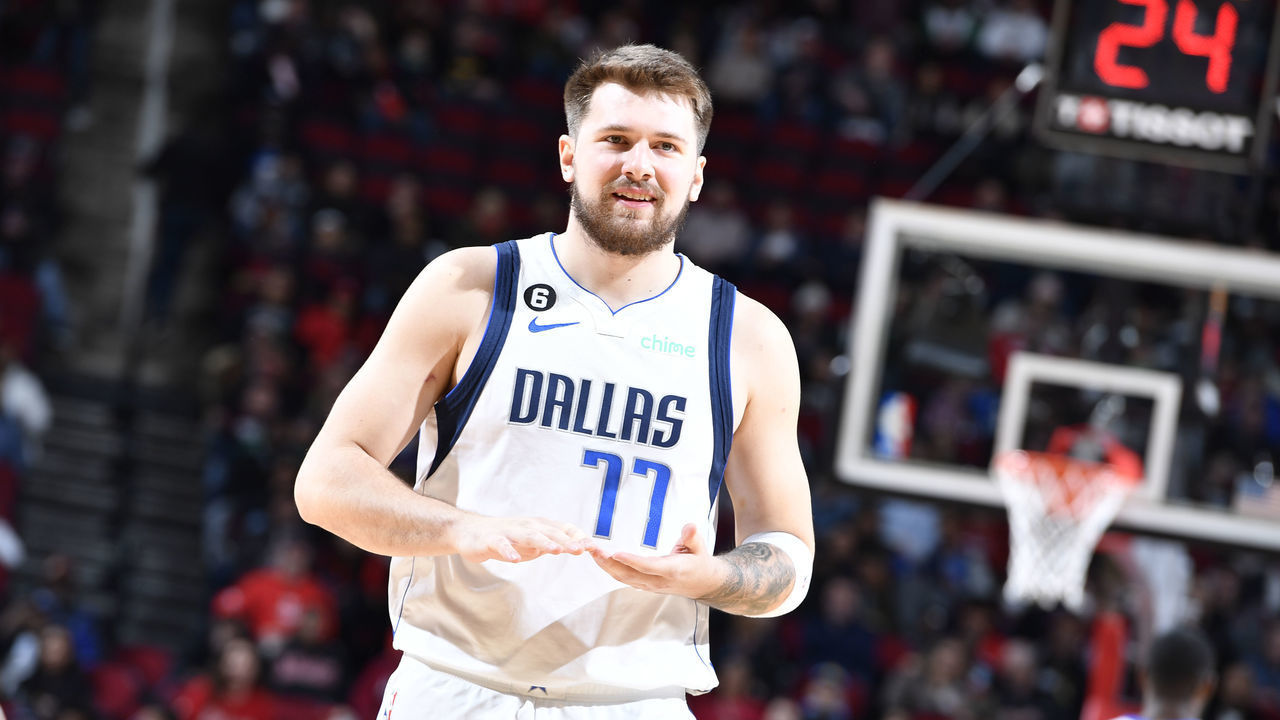 HOUSTON, TX - DECEMBER 23: Luka Doncic #77 of the Dallas Mavericks smiles before the game against the Houston Rockets on December 23, 2022 at the Toyota Center in Houston, Texas. Mandatory Copyright Notice: Copyright 2022 NBAE