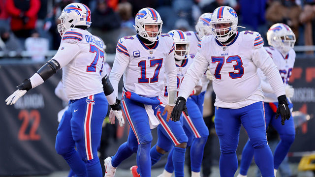 CHICAGO, ILLINOIS - DECEMBER 24: Josh Allen #17 of the Buffalo Bills celebrates a touchdown during the fourth quarter in the game against the Chicago Bears at Soldier Field on December 24, 2022 in Chicago, Illinois.
