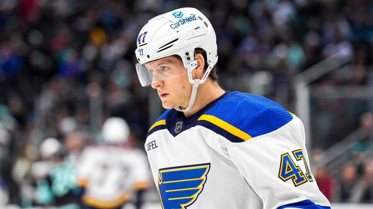 SEATTLE, WASHINGTON - DECEMBER 20: Torey Krug #47 of the St. Louis Blues skates on the ice during the first period of a game against the Seattle Kraken at Climate Pledge Arena on December 20, 2022 in Seattle, Washington.