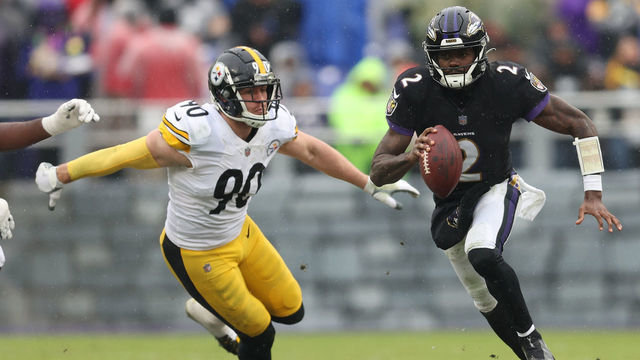 BALTIMORE, MARYLAND - JANUARY 09: Tyler Huntley #2 of the Baltimore Ravens rushes with the ball against the Pittsburgh Steelers at M&T Bank Stadium on January 09, 2022 in Baltimore, Maryland.