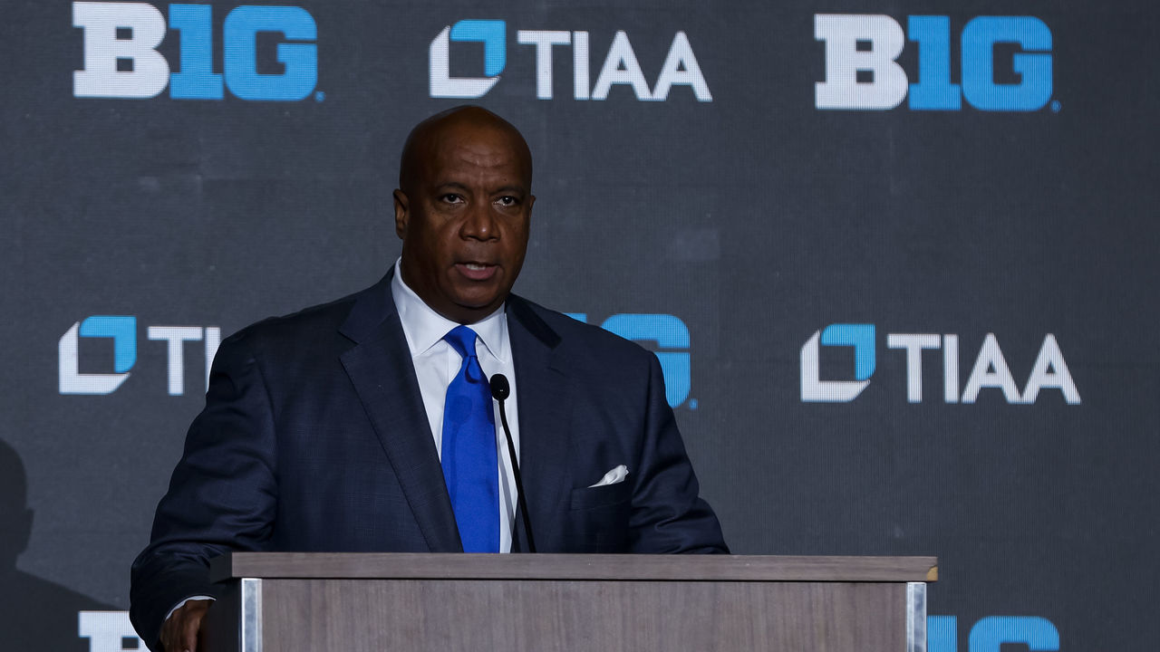 MINNEAPOLIS, MN - OCTOBER 12: Commissioner Kevin Warren of the Big Ten speaks to media during Big Ten Media Days at Target Center on October 12, 2022 in Minneapolis, Minnesota.