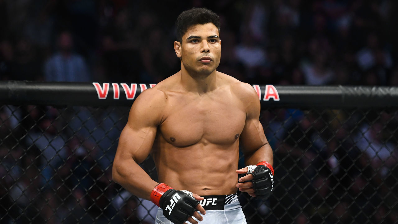 SALT LAKE CITY, UTAH - AUGUST 20: Paulo Costa of Brazil looks on in a middleweight bout against Luke Rockhold of the United States during UFC 278 at Vivint Arena on August 20, 2022 in Salt Lake City, Utah.