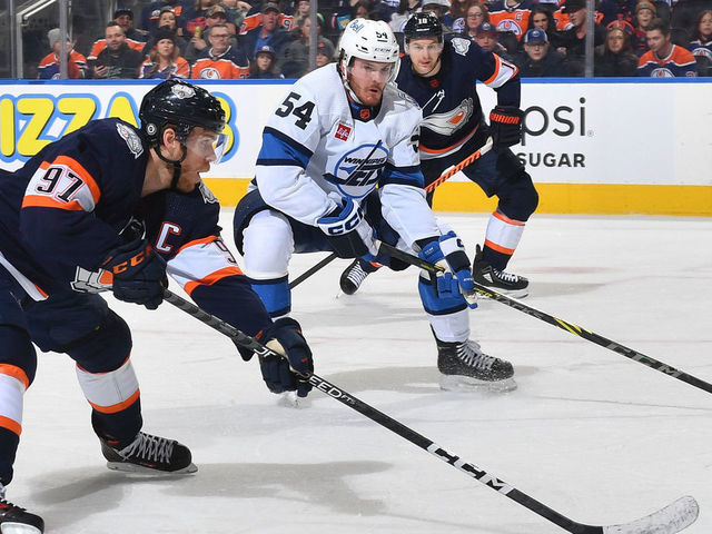 Connor McDavid of the Edmonton Oilers skates against the Winnipeg