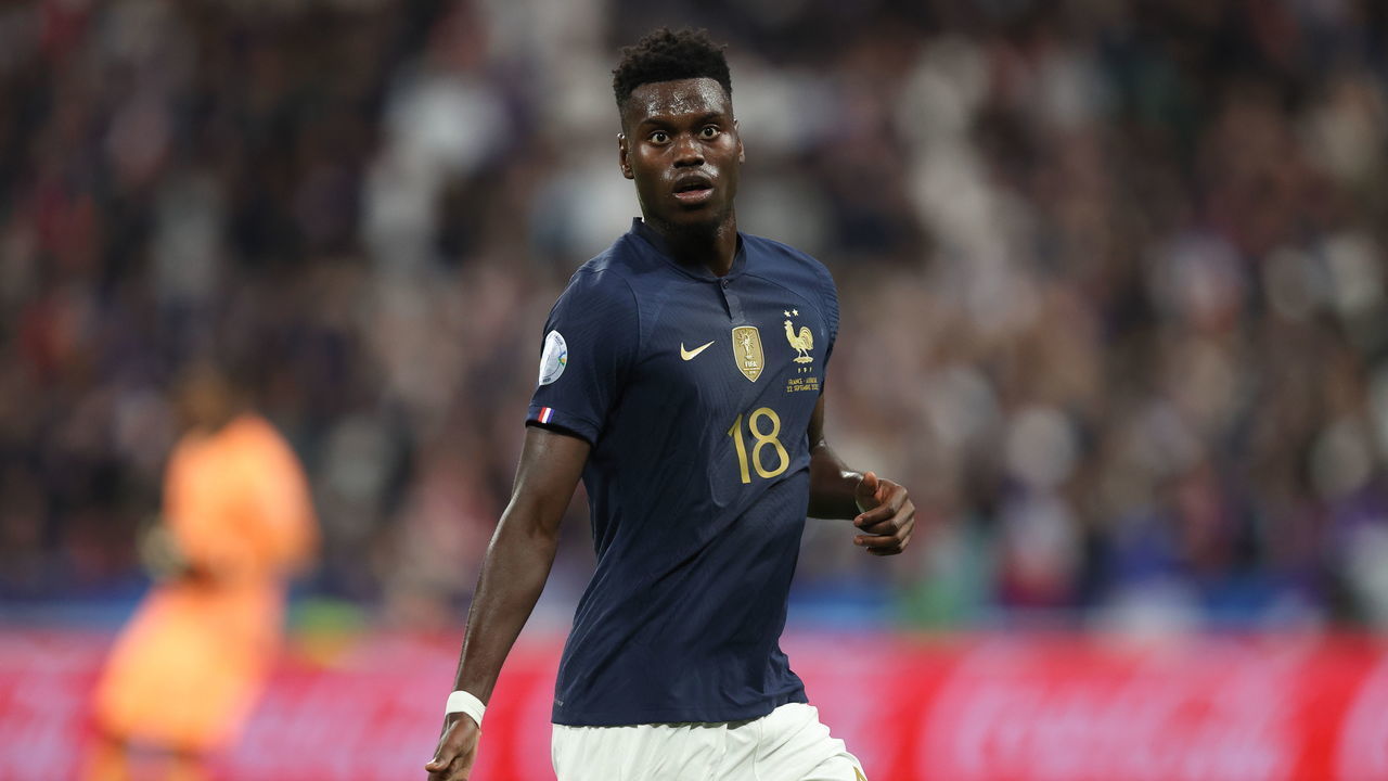 PARIS, FRANCE - SEPTEMBER 22: Benoit Badiashile of France during the UEFA Nations League League A Group 1 match between France and Austria at Stade de France on September 22, 2022 in Paris, France.