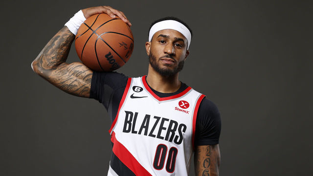 PORTLAND, OREGON - SEPTEMBER 26: Gary Payton II #00 of the Portland Trail Blazers poses for a portrait during Blazers Media Day at Veterans Memorial Coliseum on September 26, 2022 in Portland, Oregon. NOTE TO USER: User expressly acknowledges and agrees that, by downloading and/or using this photograph, user is consenting to the terms and conditions of the Getty Images License Agreement.
