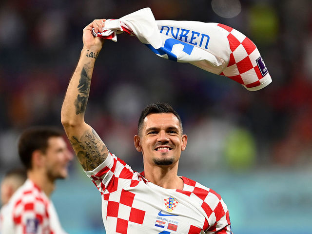 DOHA, QATAR - DECEMBER 17: Dejan Lovren of Croatia celebrates the team's 2-1 victory in the FIFA World Cup Qatar 2022 3rd Place match between Croatia and Morocco at Khalifa International Stadium on December 17, 2022 in Doha, Qatar.