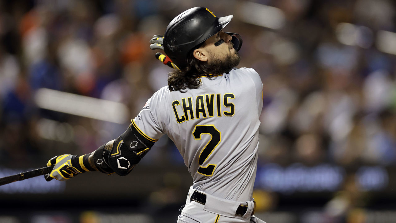 NEW YORK, NY - SEPTEMBER 17: Michael Chavis #2 of the Pittsburgh Pirates at bat during the fifth inning against the New York Mets at Citi Field on September 17, 2022 in the Queens borough of New York City.